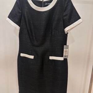 Karl Lagerfeld Black and White Sheath Mini Dress Short Sleeve